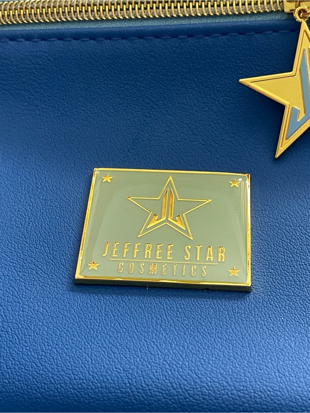 Jeffree Star Blue Travel Cosmetic Case with Gold Star Accents - Picture 2 of 4